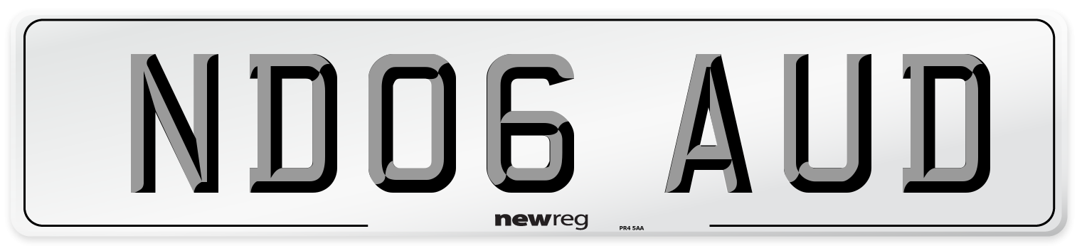 ND06 AUD Number Plate from New Reg